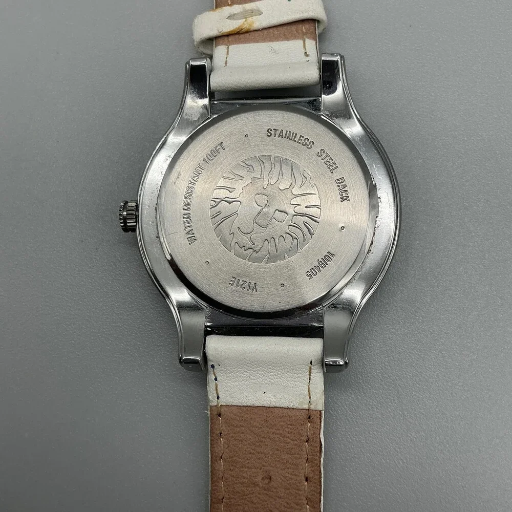 Anne Klein W5126 Womens Watch White Dial Blue Bezel White Leather New Battery